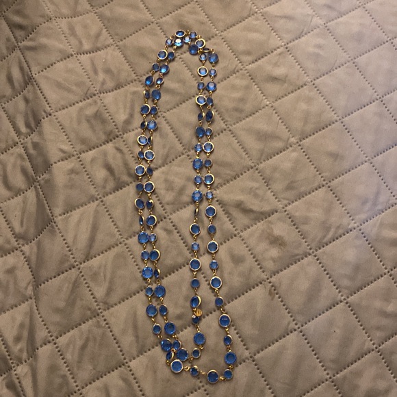 CHANEL Jewelry - CHANEL Blue CHICKLET NECKLACE Gripoix Sautoir 66” Gold Plated *COLLECTORS 1981*